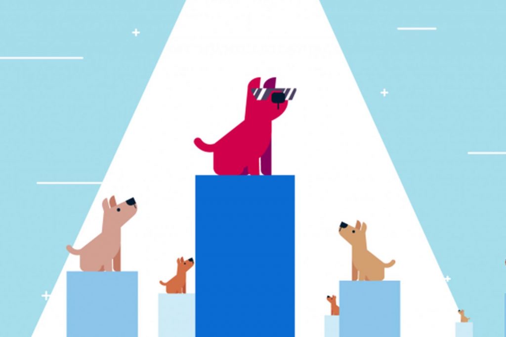 a cartoon of dogs on podiums