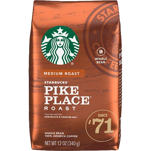 A bag of Starbucks Pikes Place coffee blend that we offer in our office coffee service