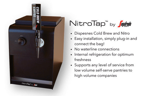 An image of the NirtoTap by Segafredo with details about the machine